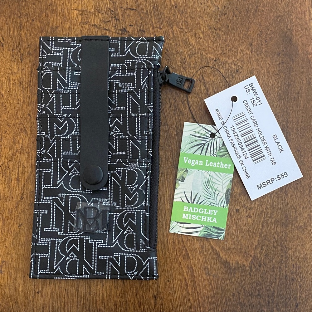 Badgley Mischka Black Patterned card holder / change purse
